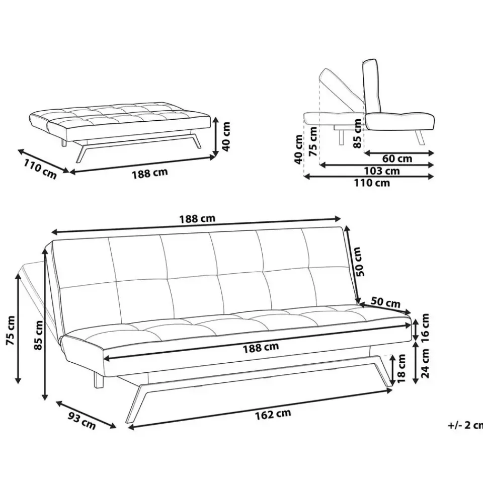 Beliani LEEDS - Slaapbank 3-zits - Groen - Polyester Online
