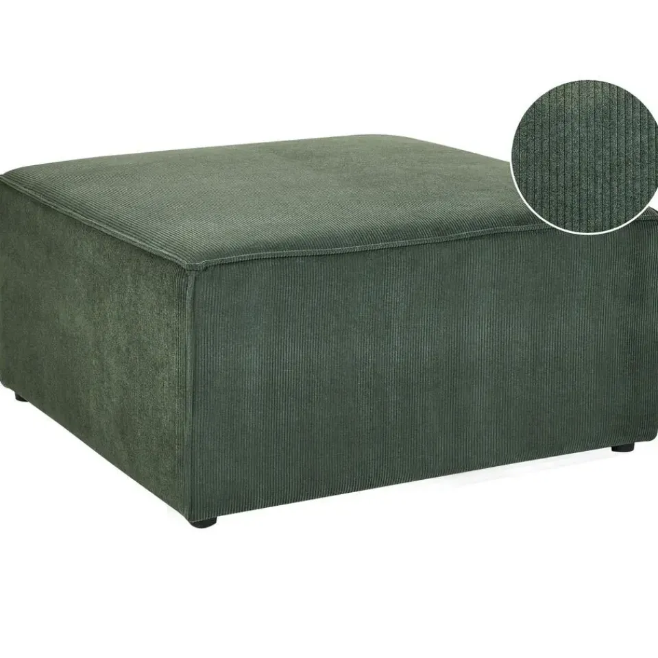 Beliani LEMVIG - Ottomaan - Donkergroen - Corduroy Sale