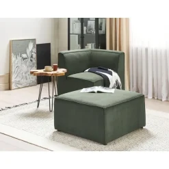 Beliani LEMVIG - Ottomaan - Donkergroen - Corduroy Sale