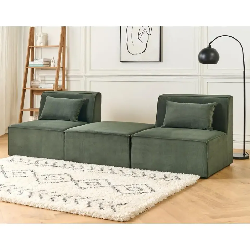 Beliani LEMVIG - Ottomaan - Donkergroen - Corduroy Sale