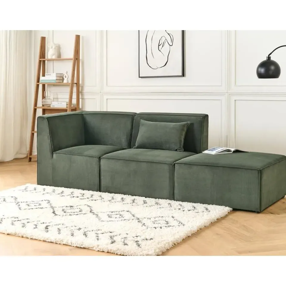 Beliani LEMVIG - Ottomaan - Donkergroen - Corduroy Sale