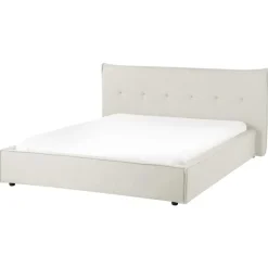 Beliani LESTRE - Tweepersoonsbed - Gebroken wit - 160 x 200 cm - Linnen Outlet
