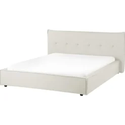 Beliani LESTRE - Tweepersoonsbed - Gebroken wit - 160 x 200 cm - Linnen Outlet