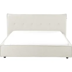 Beliani LESTRE - Tweepersoonsbed - Gebroken wit - 160 x 200 cm - Linnen Outlet