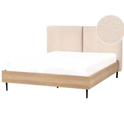 Beliani LIMANTON - Bed - Beige - 140 x 200 cm - Bouclé New