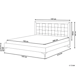 Beliani LIMOUX - Tweepersoonsbed - Taupe - 140 x 200 cm - Fluweel New