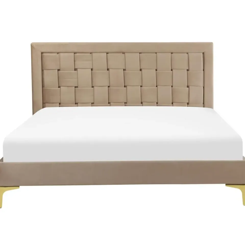Beliani LIMOUX - Tweepersoonsbed - Taupe - 140 x 200 cm - Fluweel New