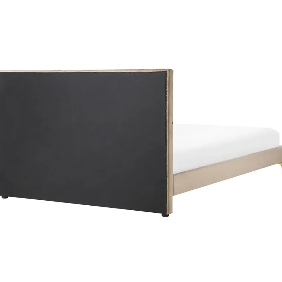 Beliani LIMOUX - Tweepersoonsbed - Taupe - 140 x 200 cm - Fluweel New
