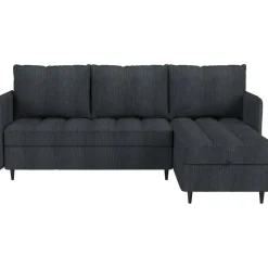 Dorel Home Lindhus - Bank met chaise longue omkeerbaar in corduroy antraciet Sale