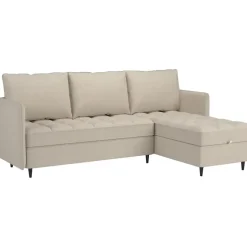 Dorel Home Lindhus - Bank met chaise longue omkeerbaar in stof crème Discount