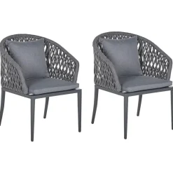 Beliani LIPARI - Tuinstoel set van 2 - Grijs - Aluminium Best
