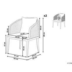 Beliani LIPARI - Tuinstoel set van 2 - Grijs - Aluminium Best