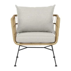 Leen Bakker Lisomme Dax rotan tuinstoel naturel met kussens beige Sale