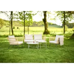 Leen Bakker Lisomme Dax rotan tuinstoel naturel met kussens beige Sale