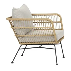 Leen Bakker Lisomme Dax rotan tuinstoel naturel met kussens beige Sale