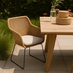 Leen Bakker Lisomme Loki Rotan Tuinstoel Naturel - Met Zitkussen Clearance
