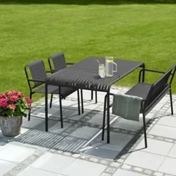 Leen Bakker Lisomme Zahra metalen tuinstoel zwart - met armleuningen Clearance