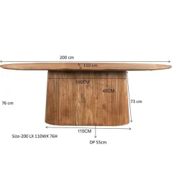 Livingfurn - Eetkamertafel Salvator 200cm - Mangohout New