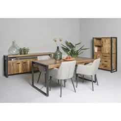 Livingfurn - Eetkamertafel Nairobi - U-Pot - Mango Hout - 140x80 cm - Bruin Best