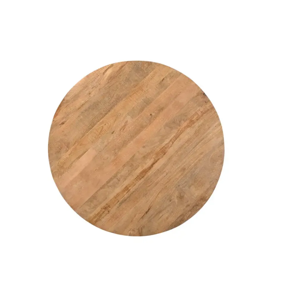 Livingfurn - Eetkamertafel Jesper Round 130cm - Mangohout / Gecoat Staal