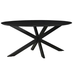 Livingfurn - Eetkamertafel Oslo Ovaal Zwart - Acasia Hout - 180 cm New