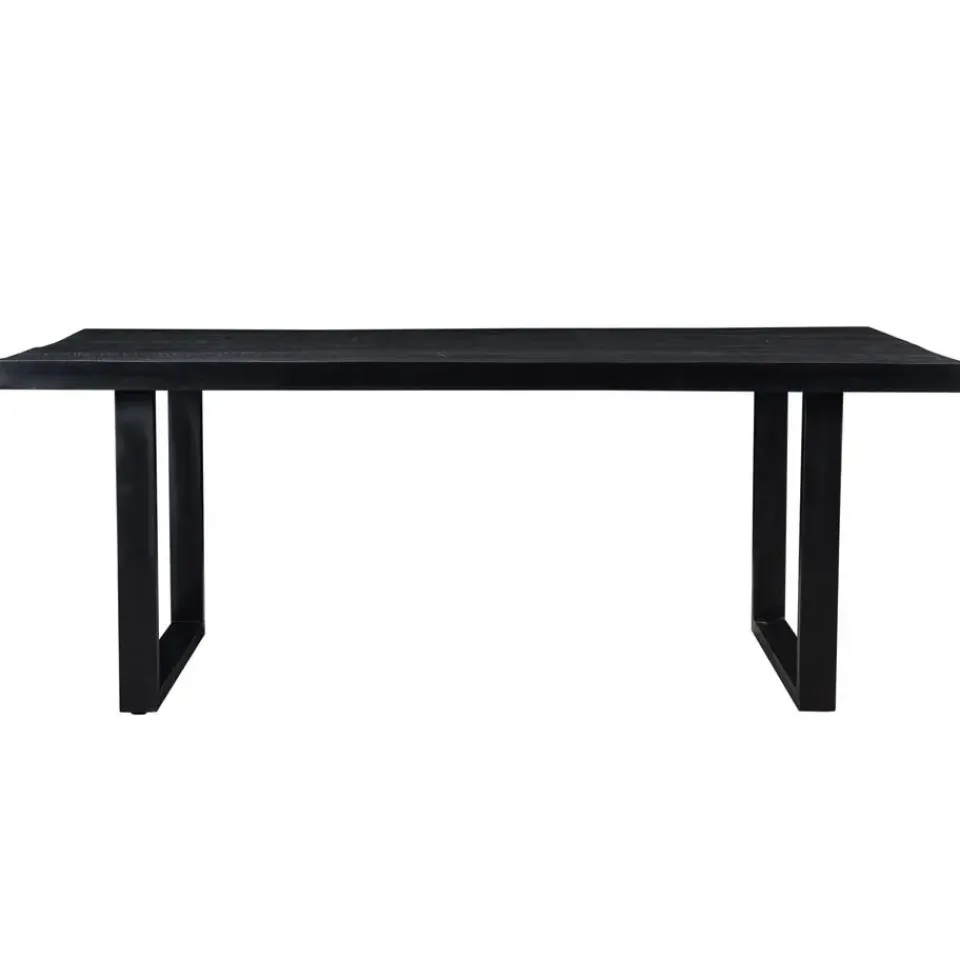 Livingfurn - Eetkamertafel Kala - U-Poten - Mangohout - 200 cm - Zwart