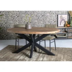 Brix LivingFurn - Ovale Eetkamertafel Mangohout - Eettafel -160cm - Bruin New