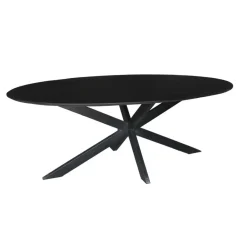 Livingfurn - Zwarte Eetkamertafel Oslo Ovaal - Acasia Hout - 240cm Outlet