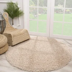 Muratap Loca Shaggy Rond Vloerkleed Beige Hoogpolig - 240 CM ROND Clearance