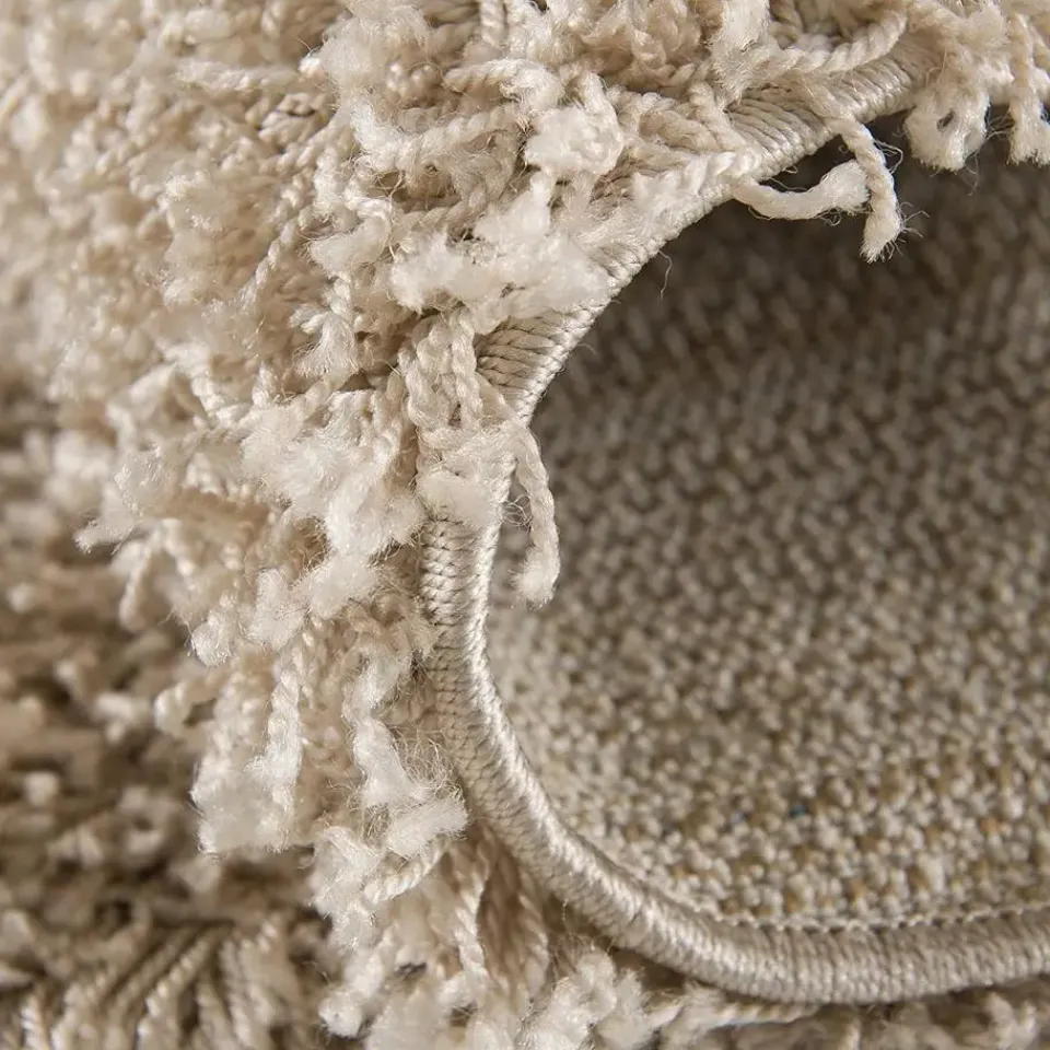 Muratap Loca Shaggy Rond Vloerkleed Beige Hoogpolig - 150 CM ROND Outlet