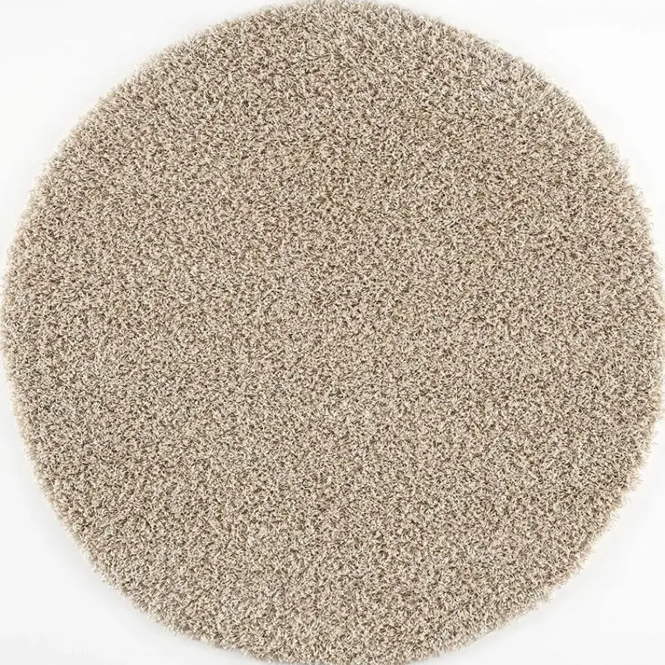 Muratap Loca Shaggy Rond Vloerkleed Beige Hoogpolig - 200 CM ROND Clearance