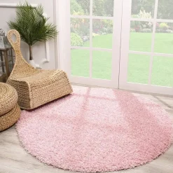 Muratap Loca Shaggy Rond Vloerkleed Licht Roze Hoogpolig - 150 CM ROND New