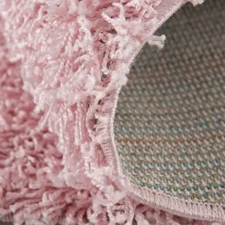 Muratap Loca Shaggy Rond Vloerkleed Licht Roze Hoogpolig - 150 CM ROND New