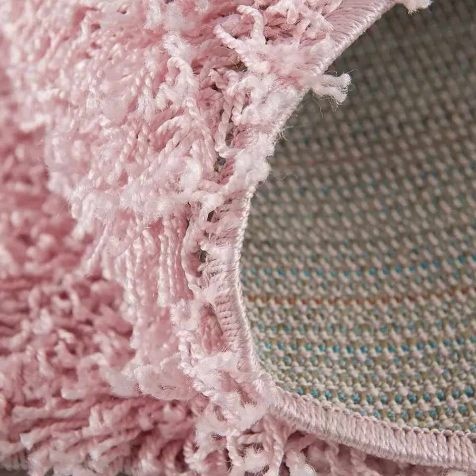 Muratap Loca Shaggy Rond Vloerkleed Licht Roze Hoogpolig - 150 CM ROND New