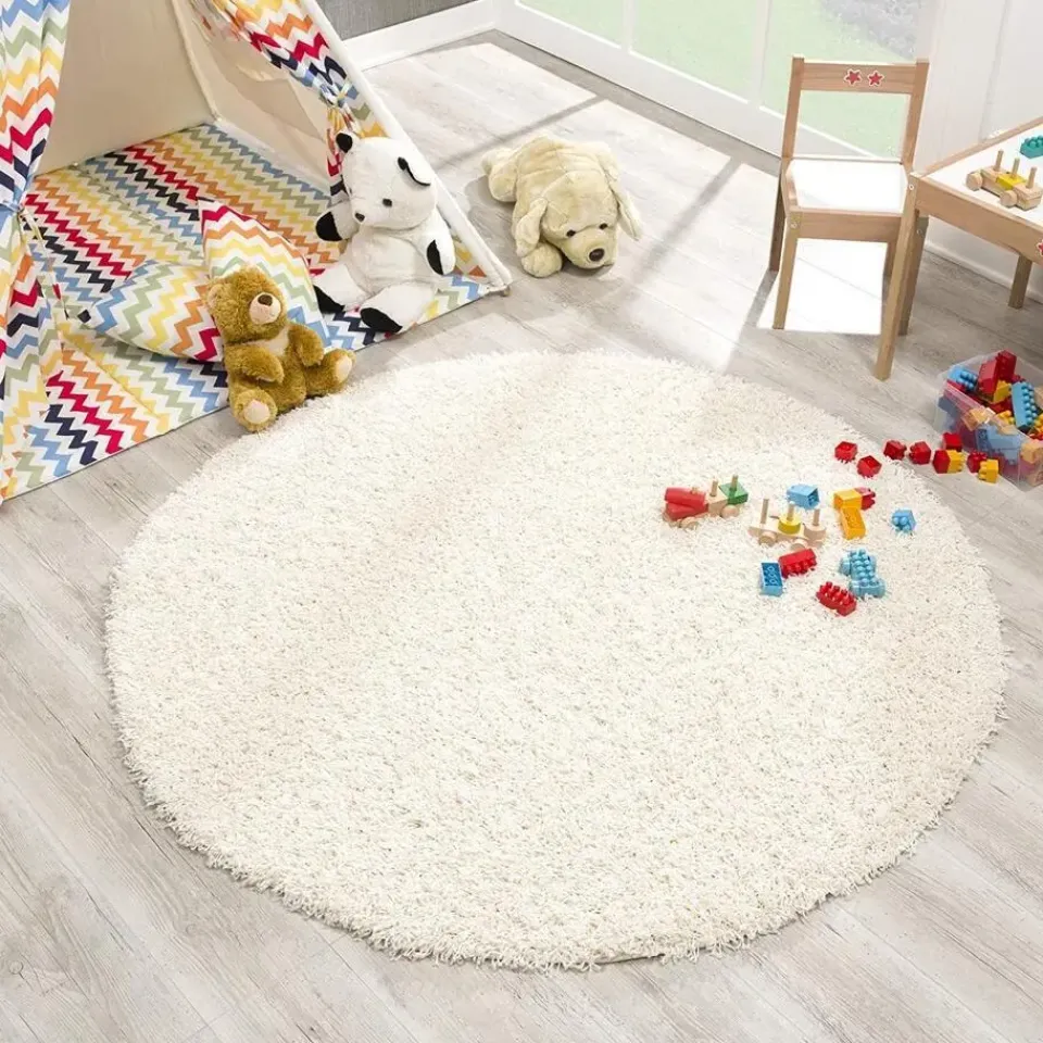 Muratap Loca Shaggy Rond Vloerkleed Creme Hoogpolig - 120 CM ROND Outlet