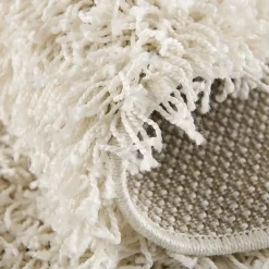 Muratap Loca Shaggy Rond Vloerkleed Creme Hoogpolig - 120 CM ROND Outlet