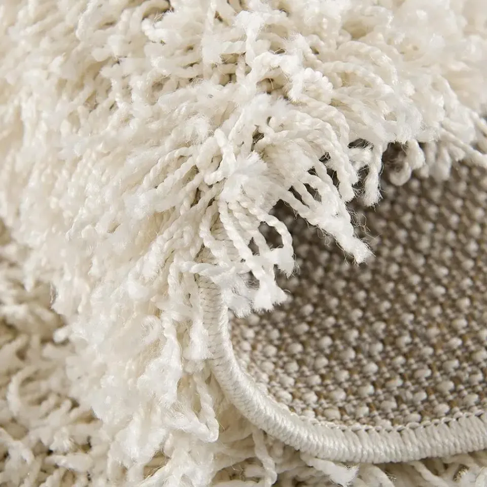 Muratap Loca Shaggy Rond Vloerkleed Creme Hoogpolig - 150 CM ROND Clearance