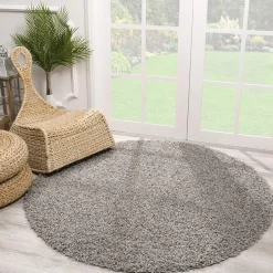 Muratap Loca Shaggy Rond Vloerkleed Lichtgrijs Hoogpolig - 200 CM ROND Hot