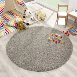 Muratap Loca Shaggy Rond Vloerkleed Lichtgrijs Hoogpolig - 200 CM ROND Hot