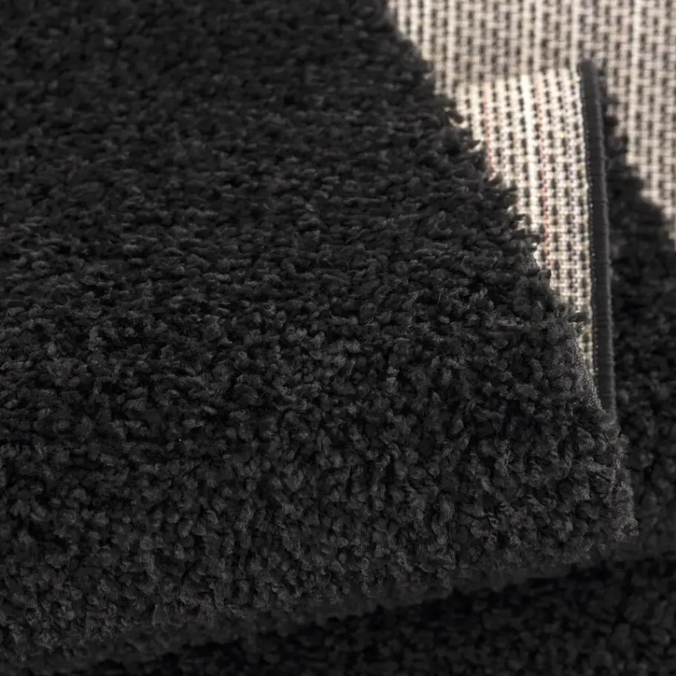 Muratap Loca Shaggy Vloerkleed – Modern Uni Effen – Zwart Hoogpolig & Zacht - 120x170 CM Best