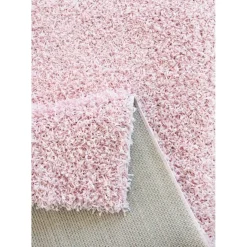 Muratap Loca Shaggy Vloerkleed – Modern Uni Effen – Roze Hoogpolig & Zacht - 140x200 CM