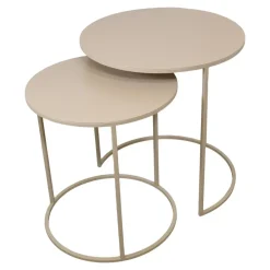 Loft24 LOFT42 Elvy Set Bijzettafels Rond - Beige - Ø49x52 Sale