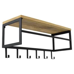 Loft24 LOFT42 Kapstok Ivory - Hout – Metaal – 6 haken en Roede - 80x36x30 Hot