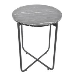 Loft24 LOFT42 Marble Bijzettafel Rond Zwart - Metaal - Marmer - 55x45x45 Online
