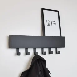 Loft24 LOFT42 Mula Wandkapstok - 61x19x6 - Zwart metaal - 6 haken Outlet