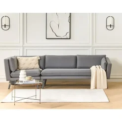 Beliani LORETELLO - Loungebank 3-zits - Grijs - Links - Polyester Outlet