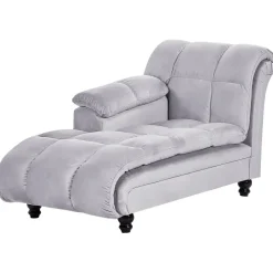 Beliani LORMONT - Chaise longue - Grijs - Rechterzijde - Fluweel Hot