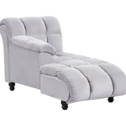 Beliani LORMONT - Chaise longue - Grijs - Rechterzijde - Fluweel Hot