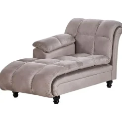 Beliani LORMONT - Chaise longue - Taupe - Rechterzijde - Fluweel Sale