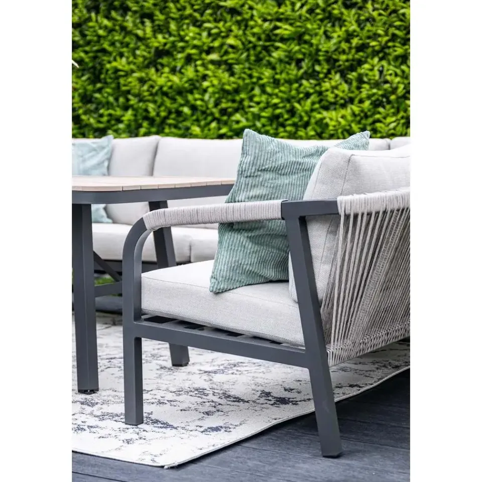 Garden Impressions Lounge-diningset Monti - zwart - 7-persoons - aluminium Discount